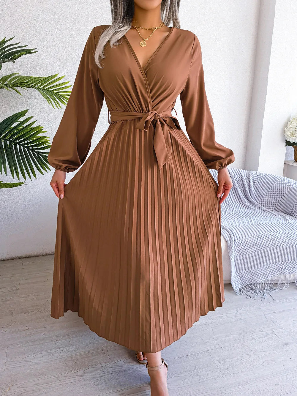 Vestido Longo Plissado Bloom