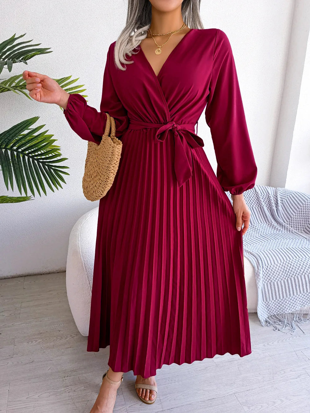 Vestido Longo Plissado Bloom