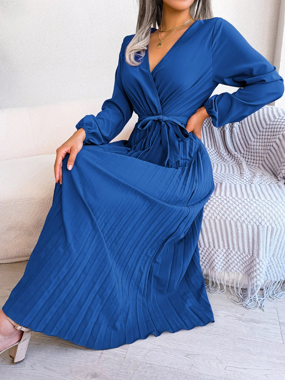 Vestido Longo Plissado Bloom