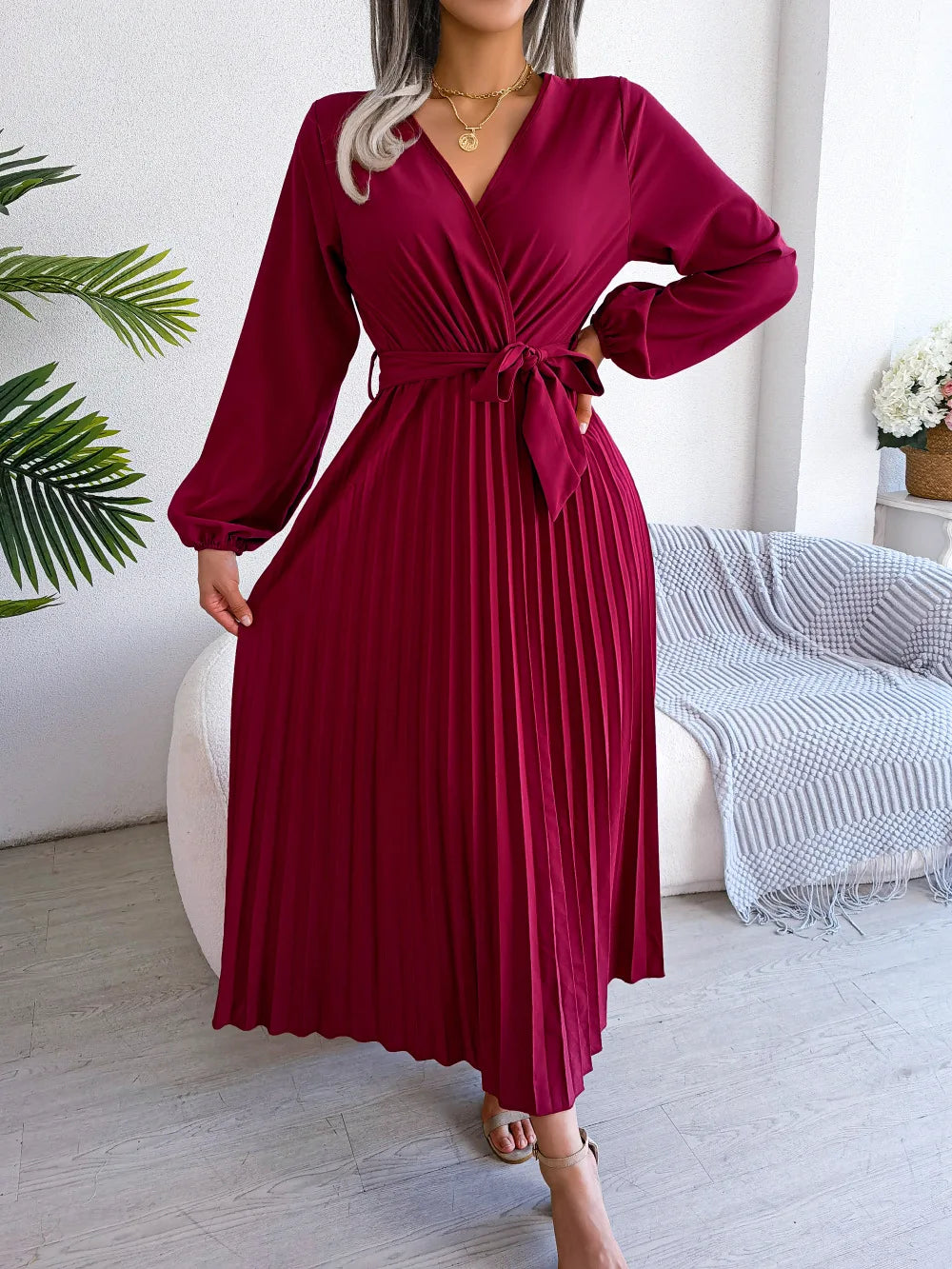 Vestido Longo Plissado Bloom