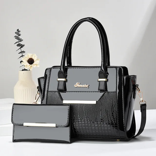 Conjunto Bolsa + Carteira Feminina em Couro